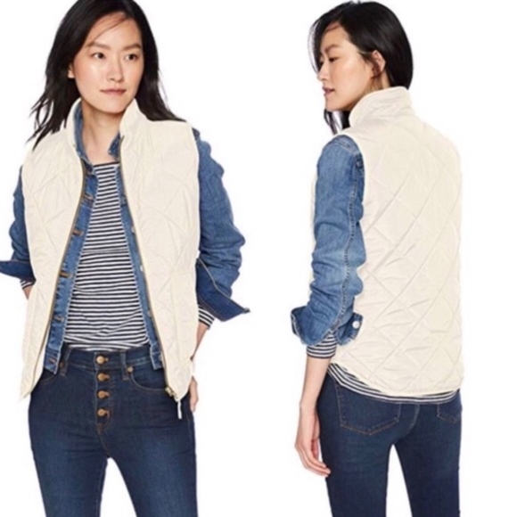 J CREW Solid Quilted Puffer Vest XS Vanilla - Picture 1 of 7